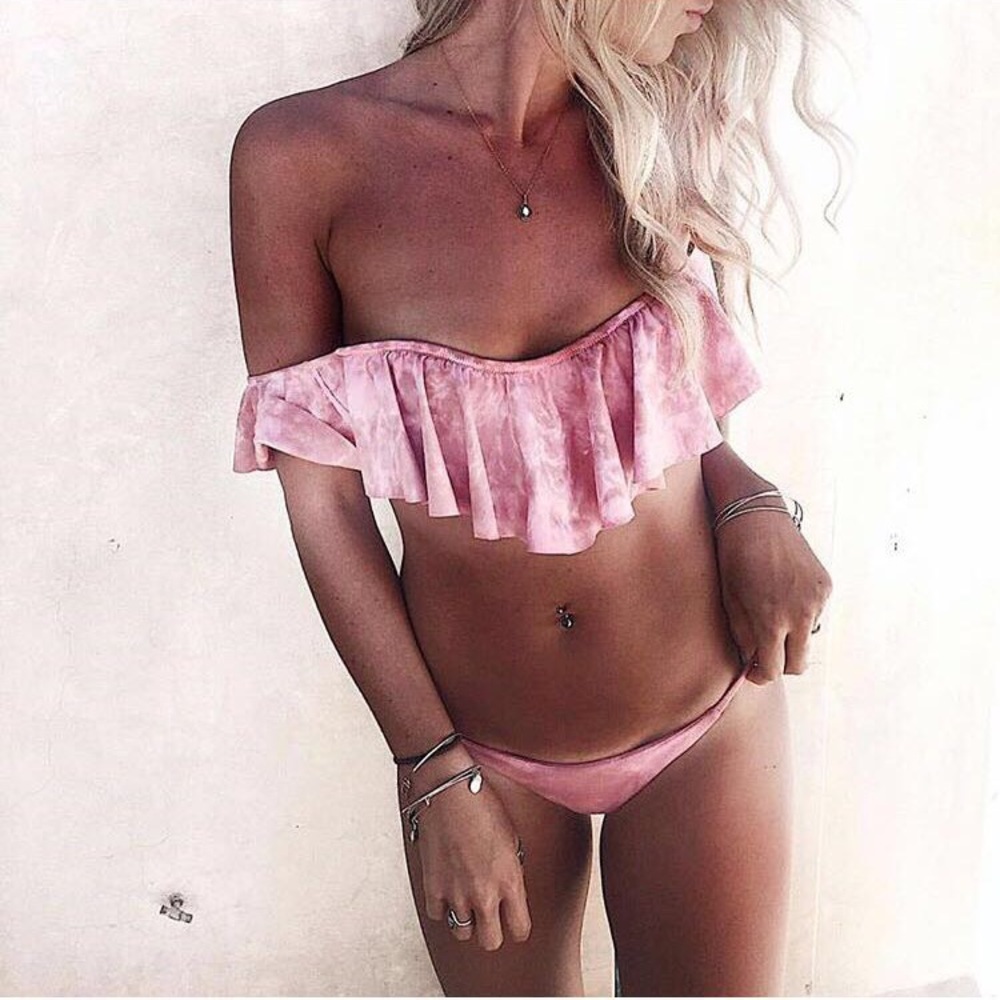 Blue Life Tie Dye Flutter Bikini Top